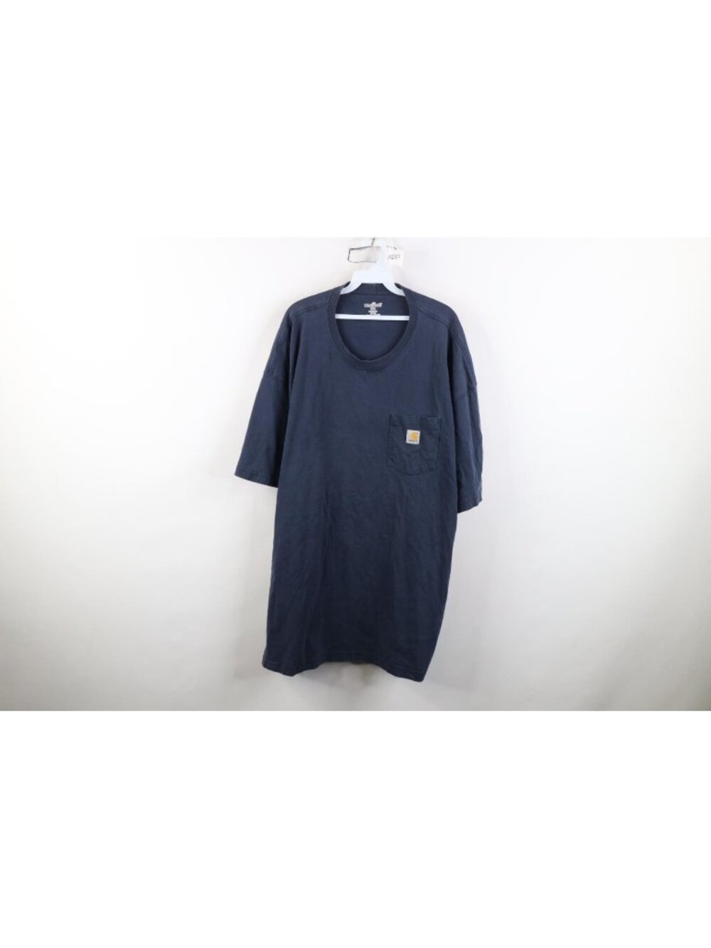 Vintage Y2K Carhartt Mens 3XL Faded Heavyweight Pocket T-Shirt Navy Blue Cotton